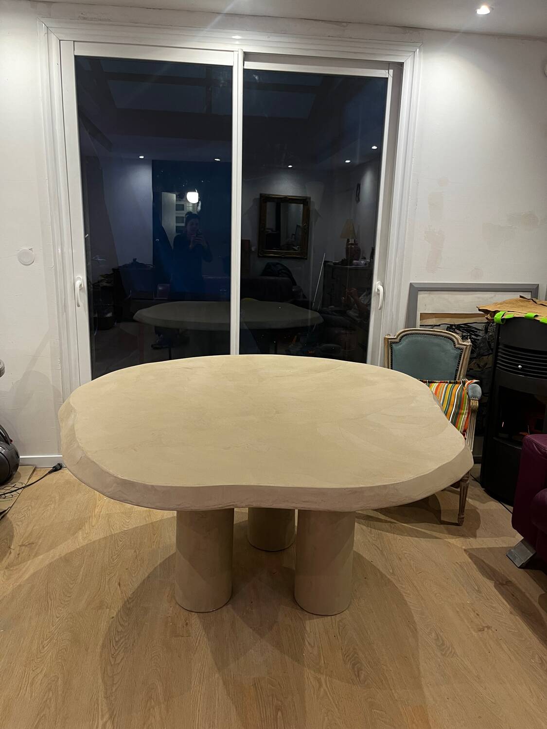Waxed concrete dining table