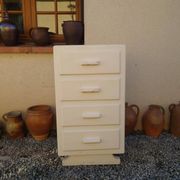 Art Deco chest of drawers in white painted wood with 4 drawers