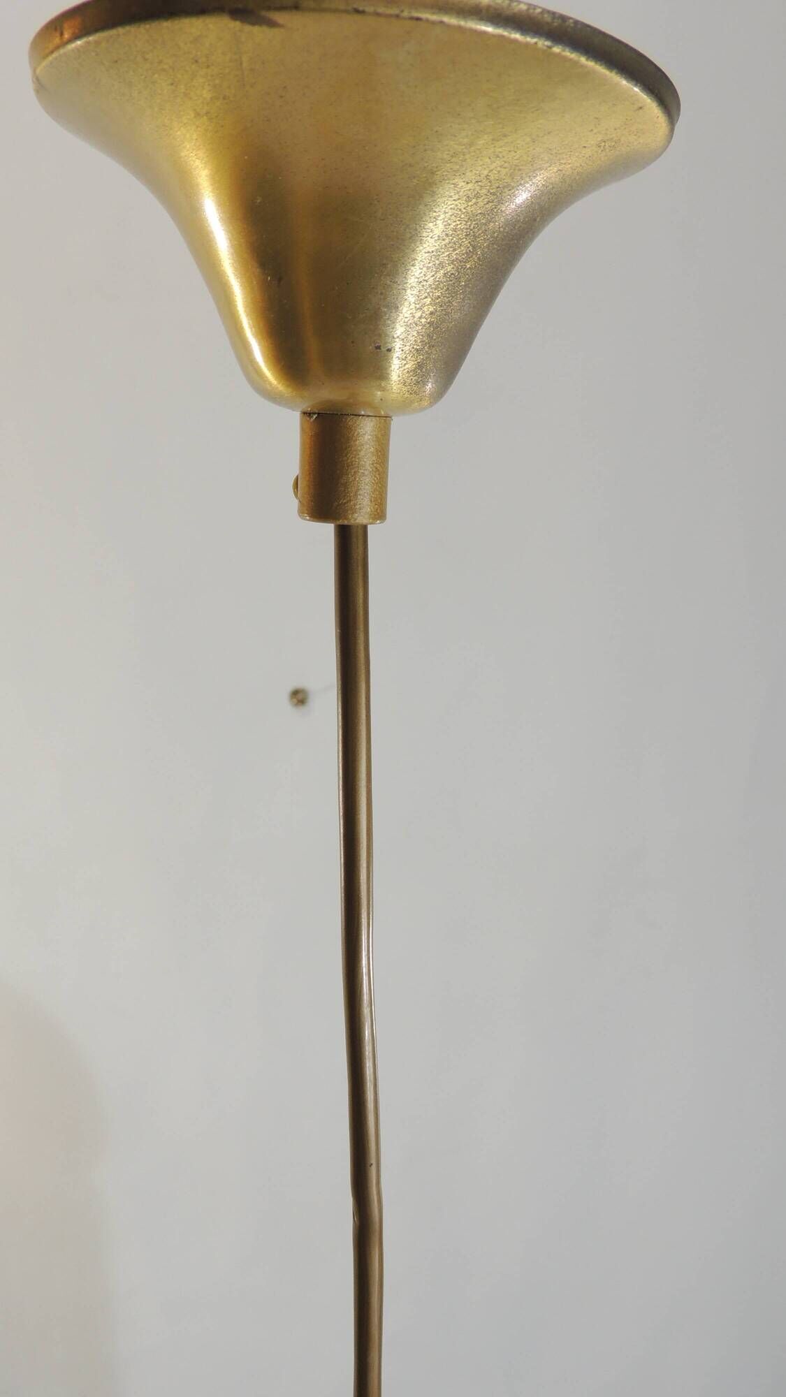 Vintage frosted glass pendant light with beaded fringes - Art Deco lamp