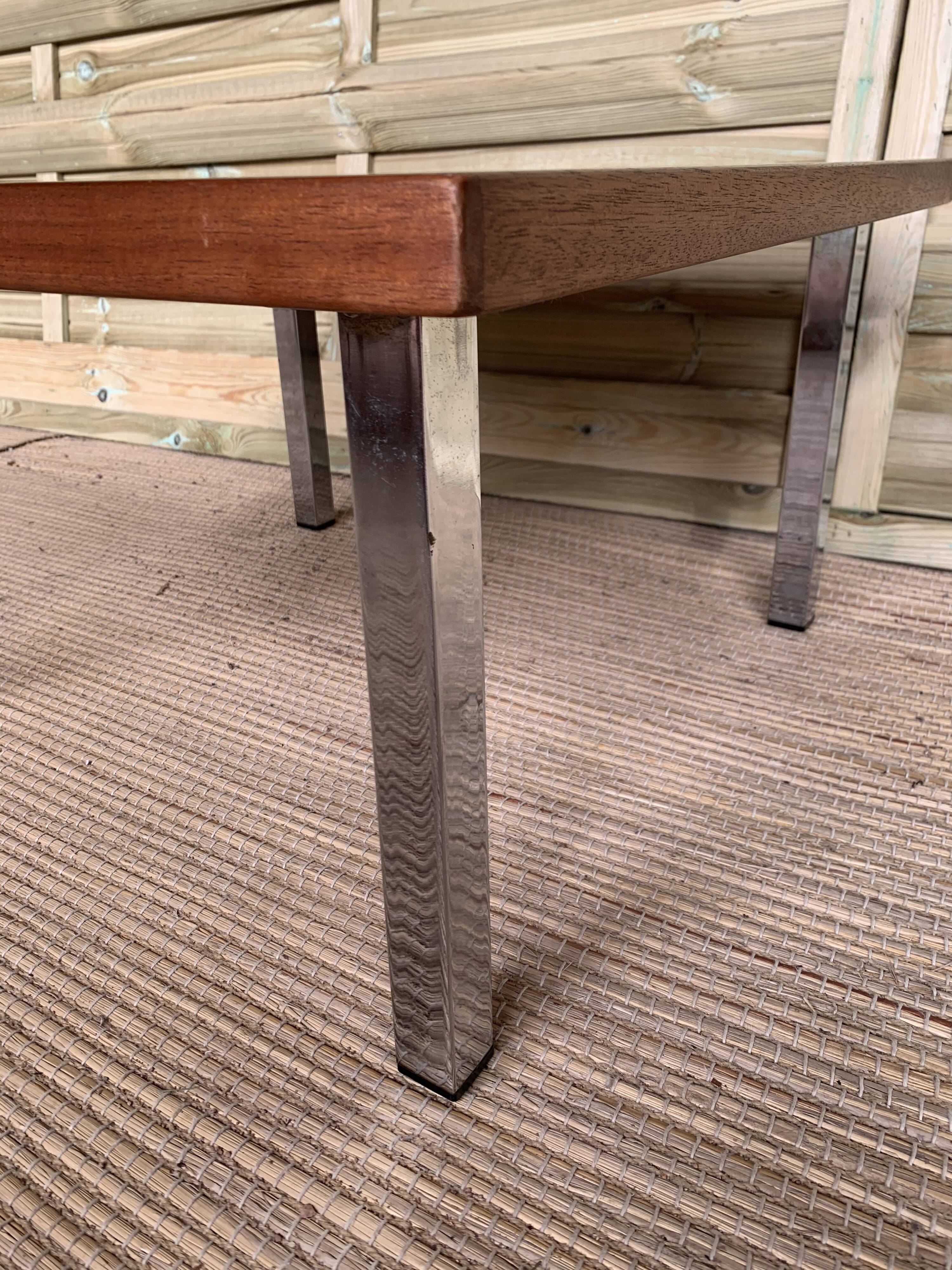 Rosewood and chrome feet coffee table