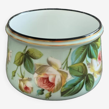 Napoleon III period porcelain plant pot with floral decoration