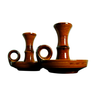 Pair of ceramic candle holders Saint Clément