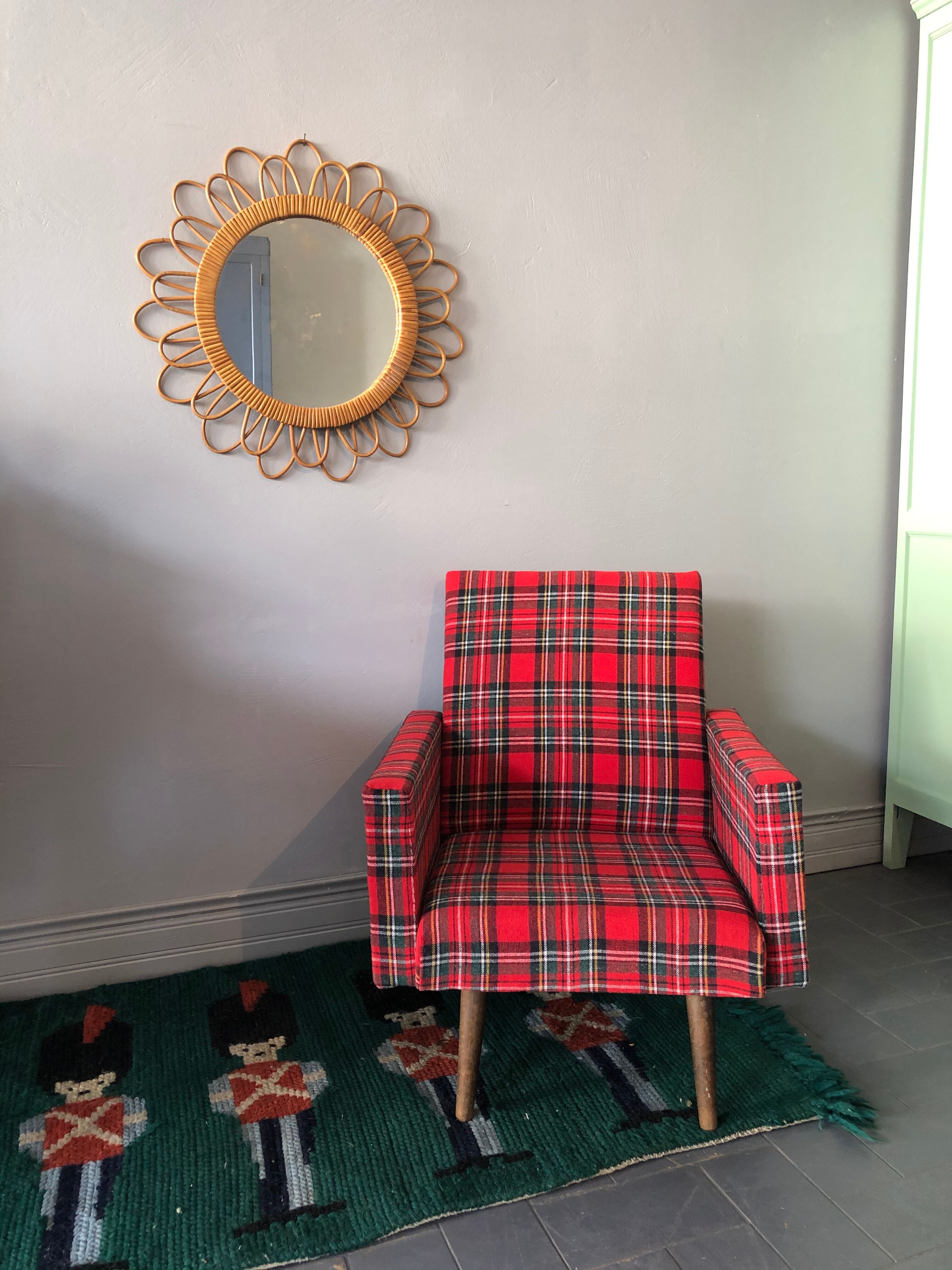 Vintage rattan sun mirror