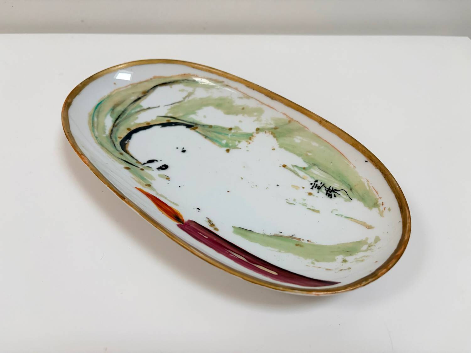 Small oval dish / China porcelain catchall
