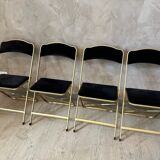 4 velvet and brass chairs