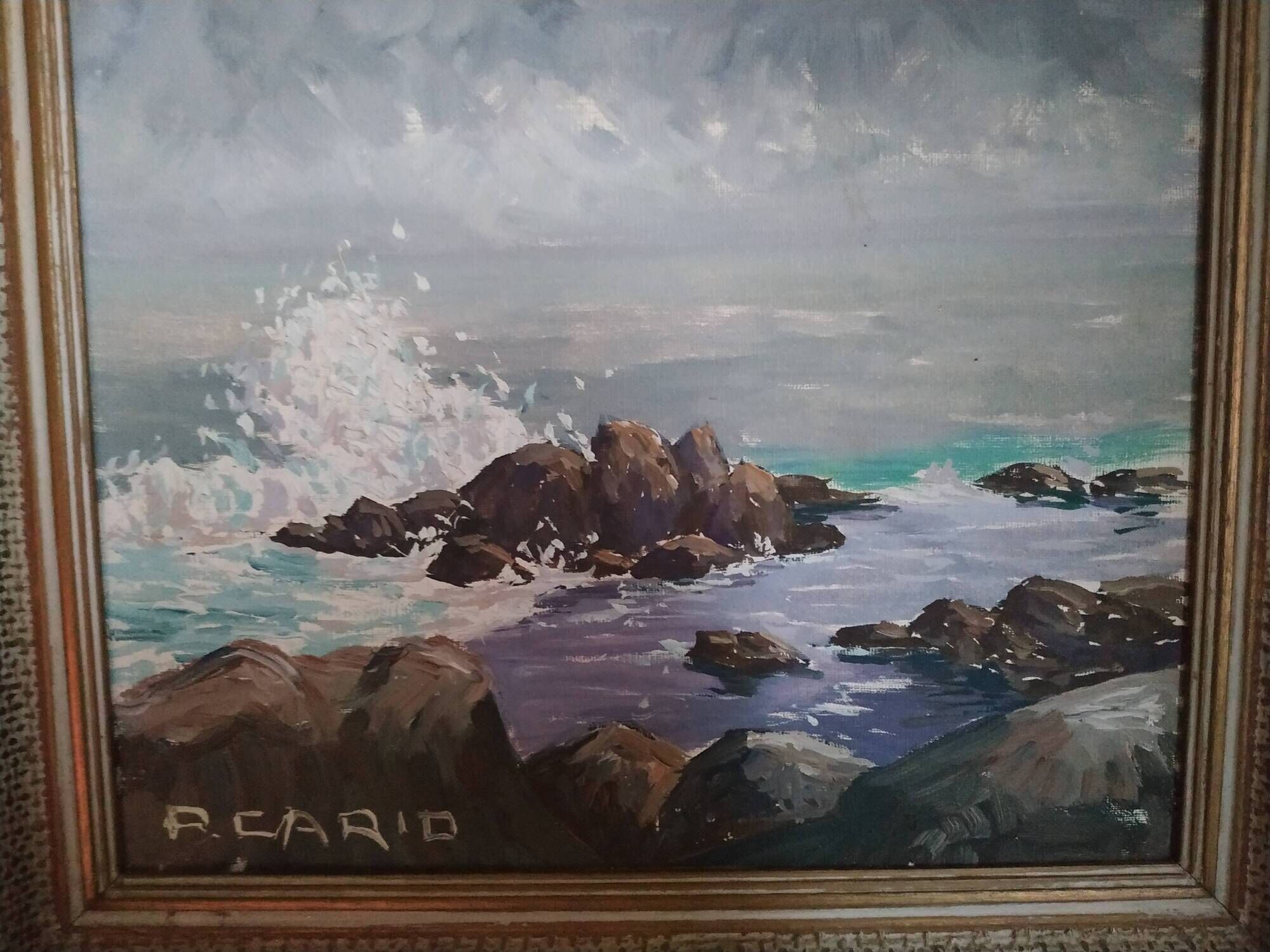 La mer agitée de pierre Cario huile sur toile