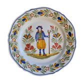 Breton plate hb quimper signed and numbered peasant at the fork