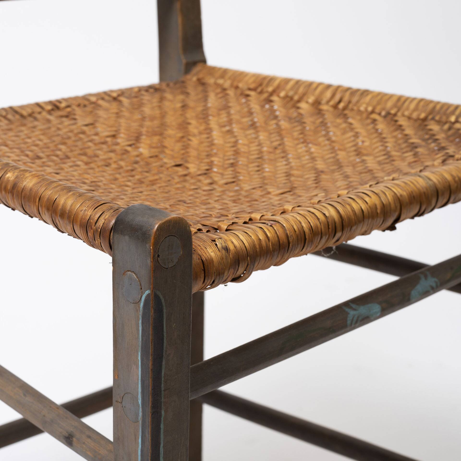 Chaise folk en osier produite par SP Pniewo, Pologne, années 1960