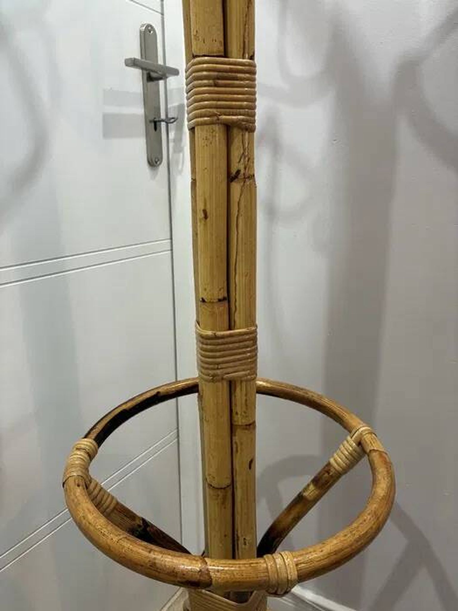Vintage Italian Bamboo Rattan Coat Stand 1970s