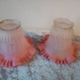 Duo of chandelier tulips or lamp in two-tone opaline