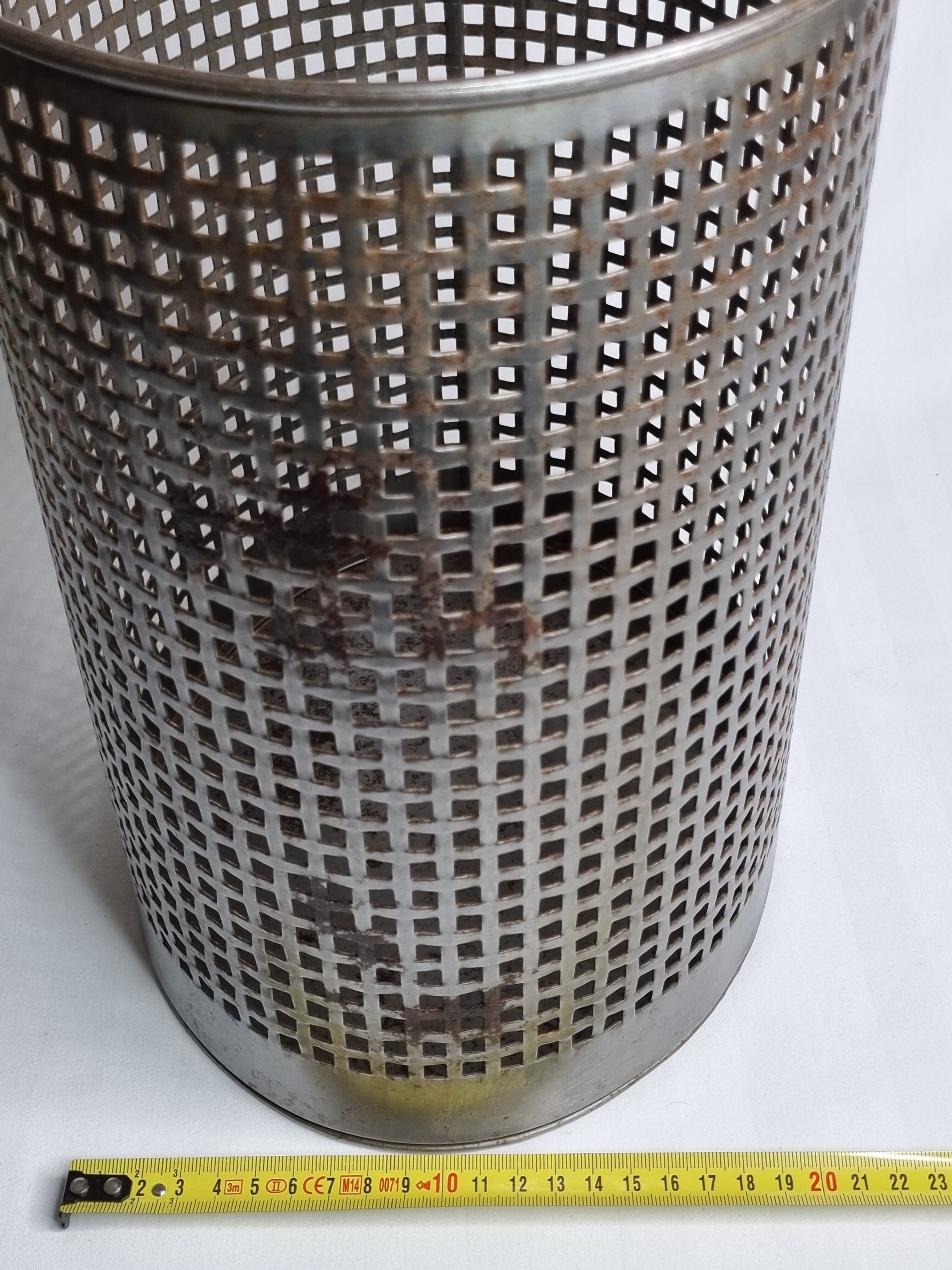 Industrial style metal wastebasket, 50s