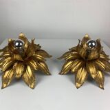 Paire de plafonniers florentins en laiton de style Hollywood Regency par Hans Kogl, années 1960