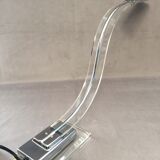 Cobra desk lamp in lucite and chromed metal  italy 80s