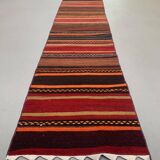 Old Turkish narrow Kilim Runner 421X53 cm shabby chic, vintage kelim