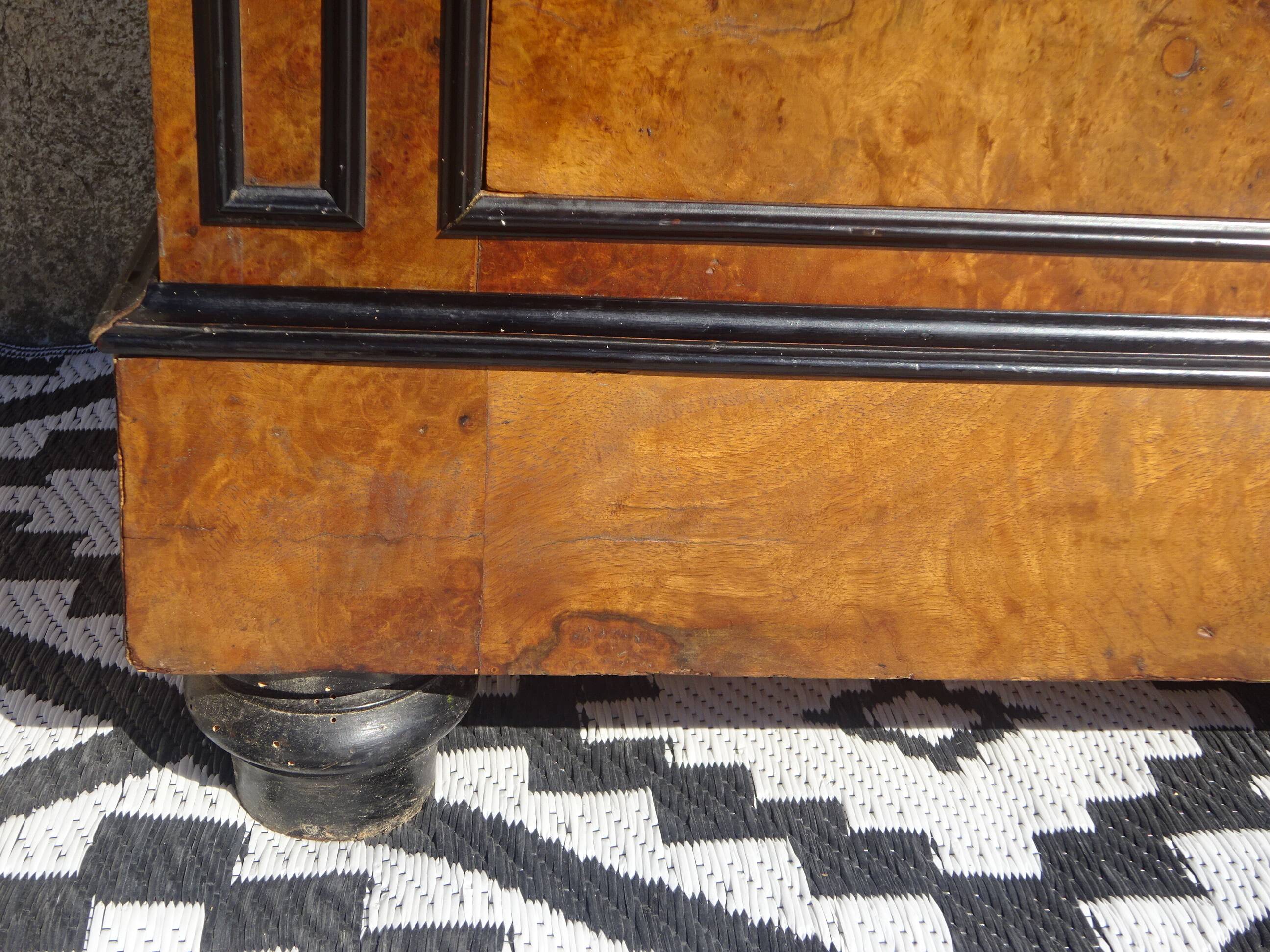 Napoleon III chest of drawers in walnut and burl walnut