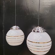 Pair of opaline pendant lights
