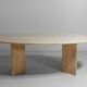 Large oval dining table in natural travertine, Italy 1970s