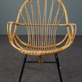Rattan armchair with armrests Dutch Design 1960