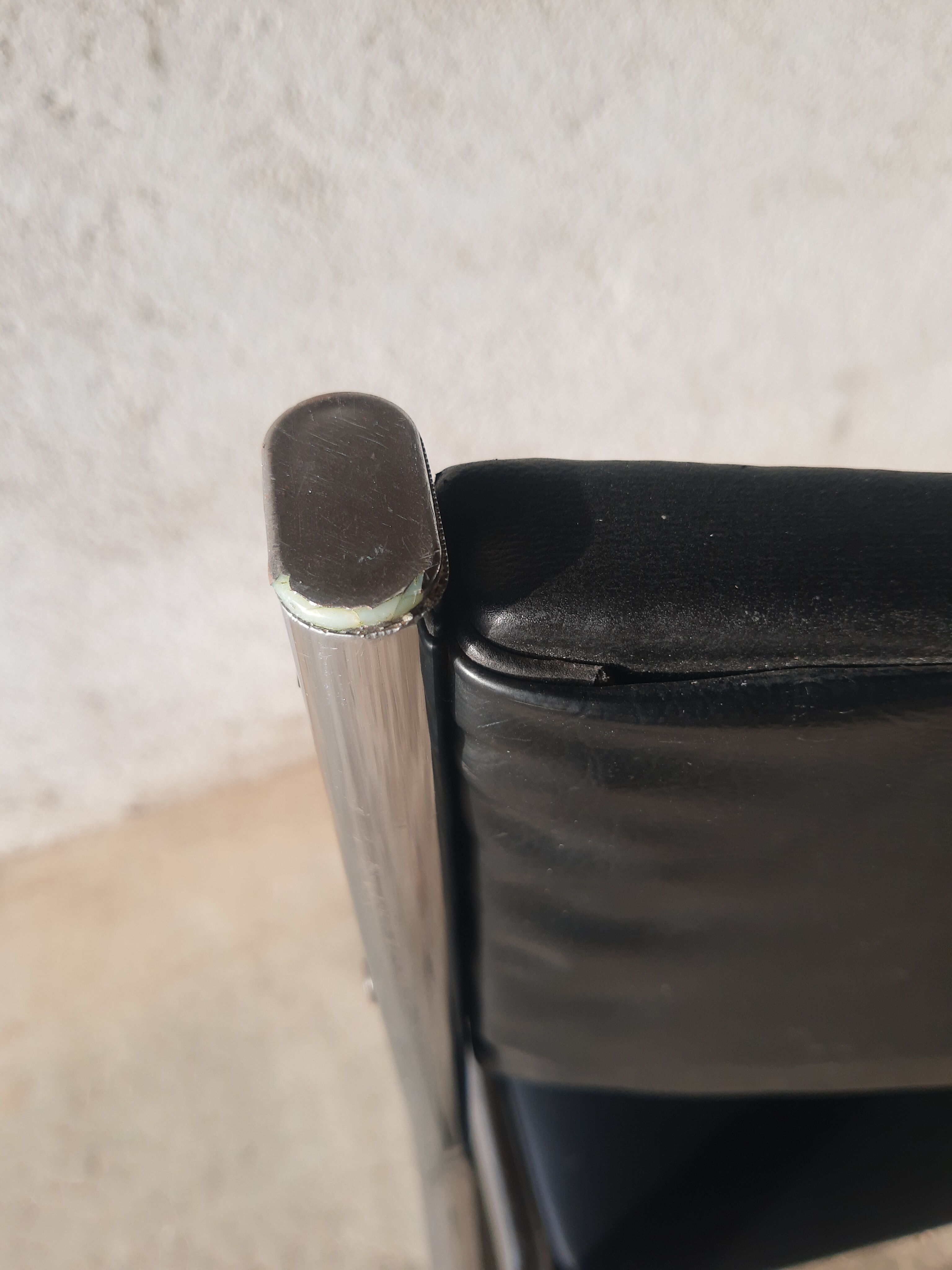 Vintage 70s black skai sled chair