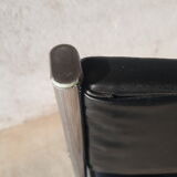 Vintage 70s black skai sled chair