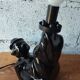 Vintage black ceramic lamp – Reclining clown – Made in Holland