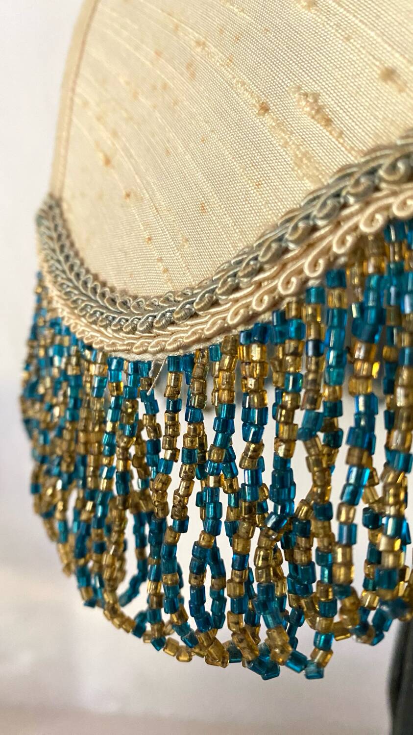 Retro wrought iron and pearl lamp