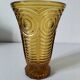 Art Deco vase in molded pressed glass, amber color