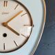 Vintage ceramic clock silent wall pendulum "Exact golden blue"
