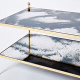 Table basse laiton chrome miroir décoré  1970