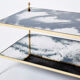 Table basse laiton chrome miroir décoré  1970