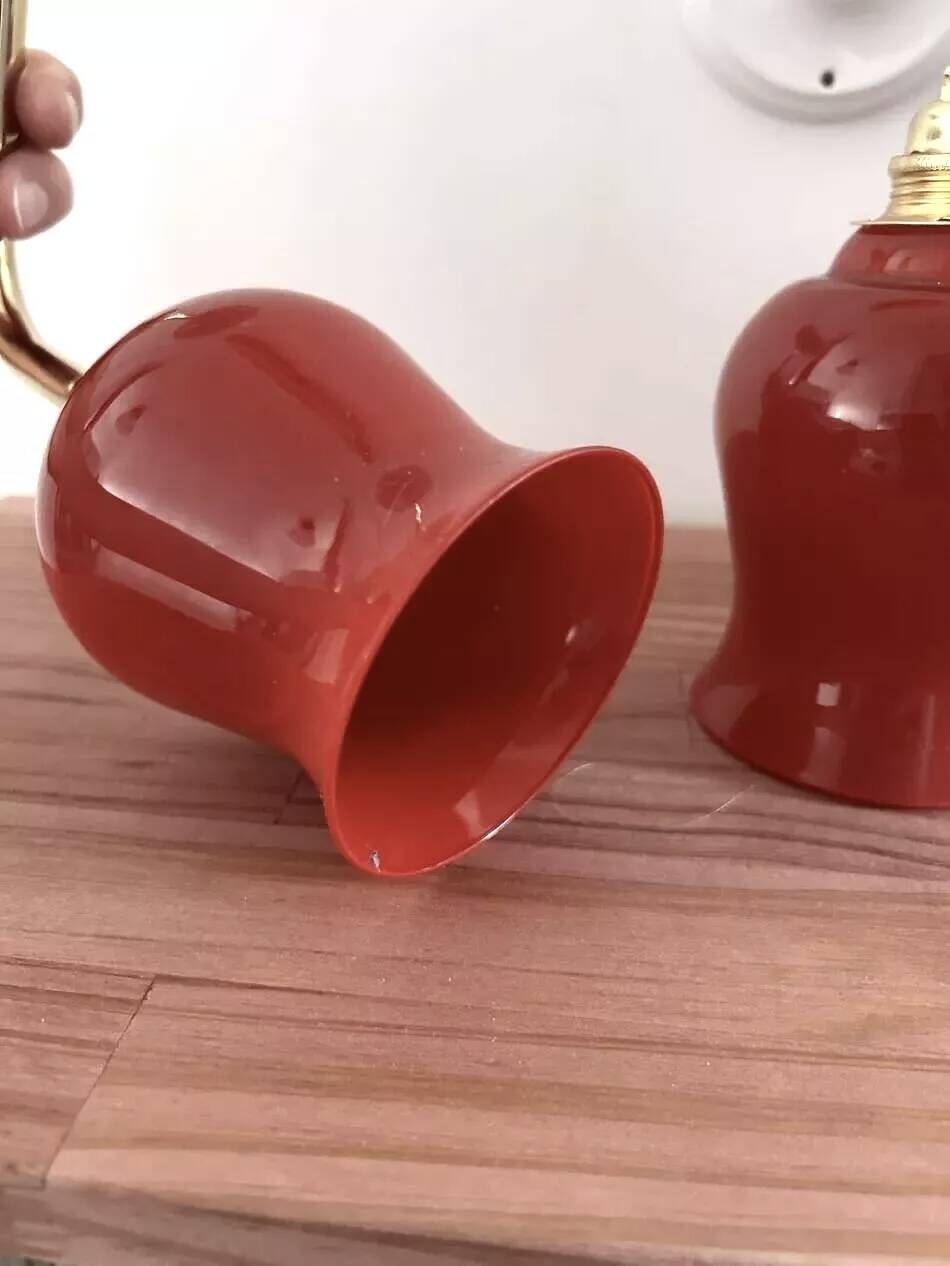 Pair of ceramic and glass wall sconces
