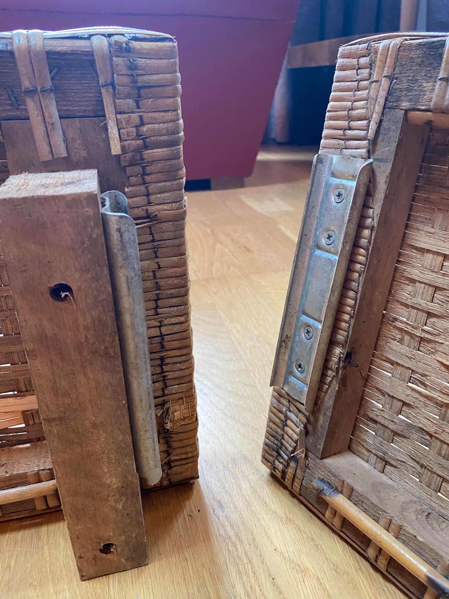 Vintage two-seater bed year 70/80's rattan & cannage