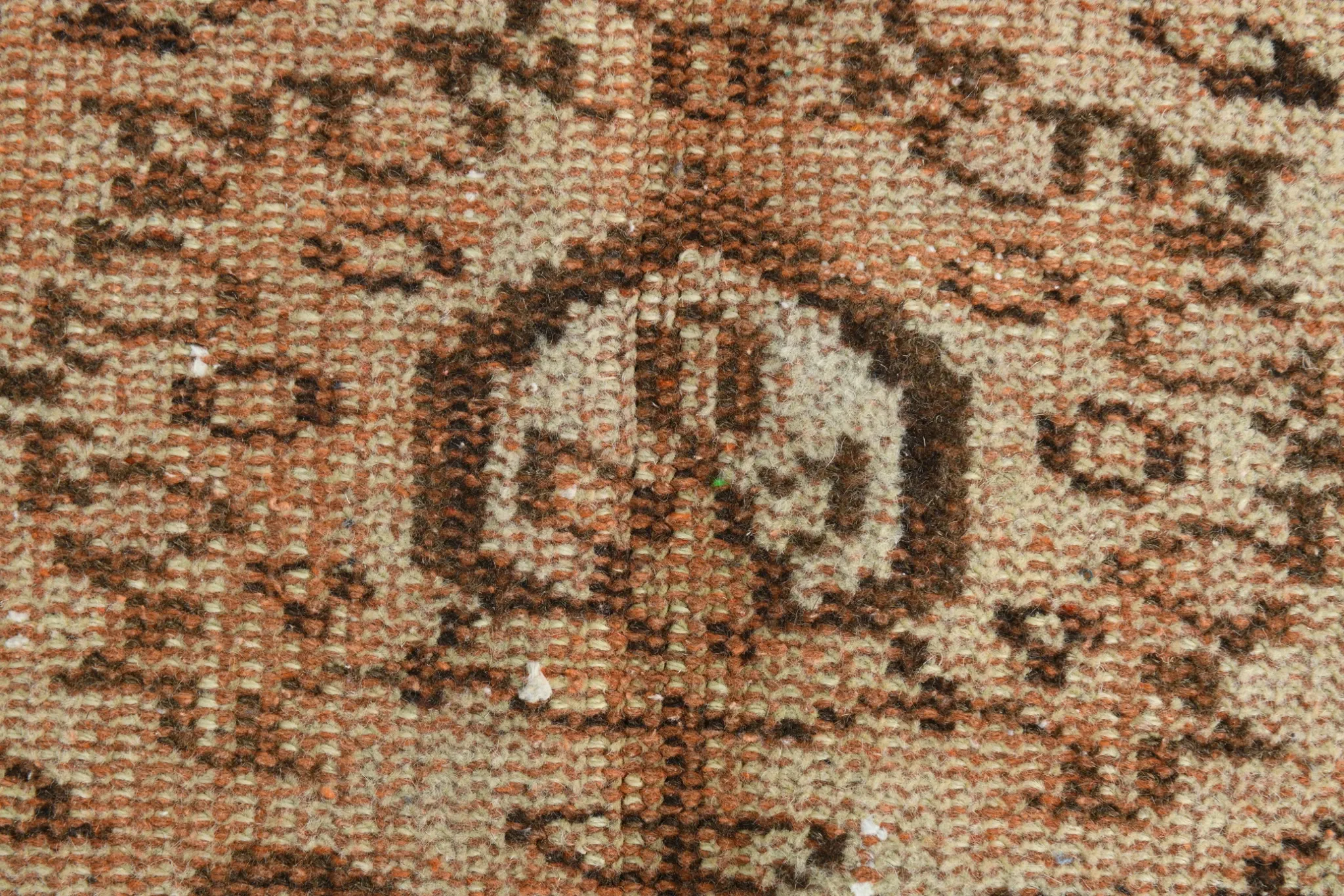 Vintage Persian Peach & Brown Rug, Oriental Pattern Rustic Carpet, 187x292