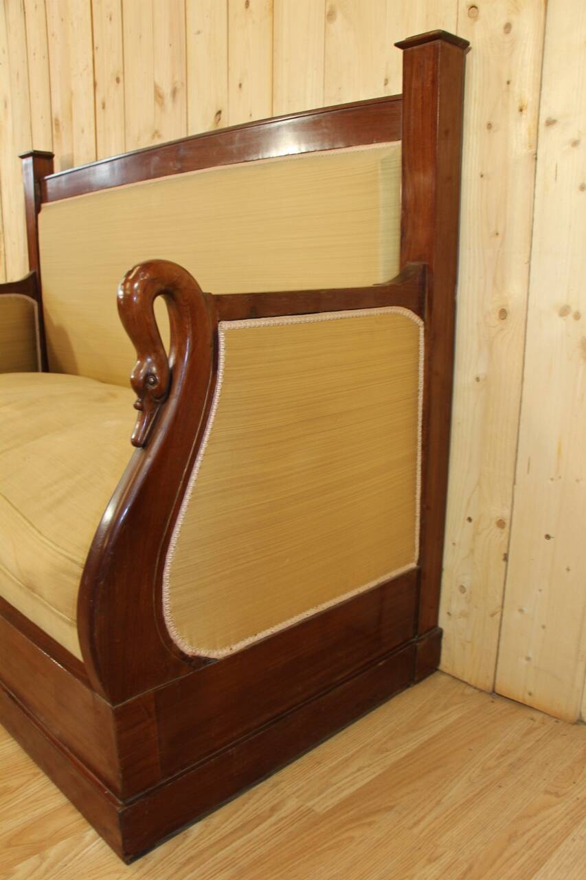 Restoration Period Turkish Sofa in Mahogany with Swan Neck