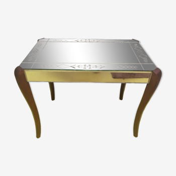 Table basse miroirs pieds sabres 1960