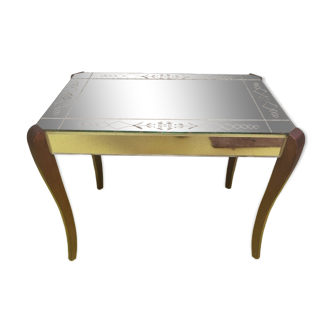 Table basse miroirs pieds sabres 1960