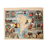 Old illustrated map of andean america from 1948 - jp pinchon