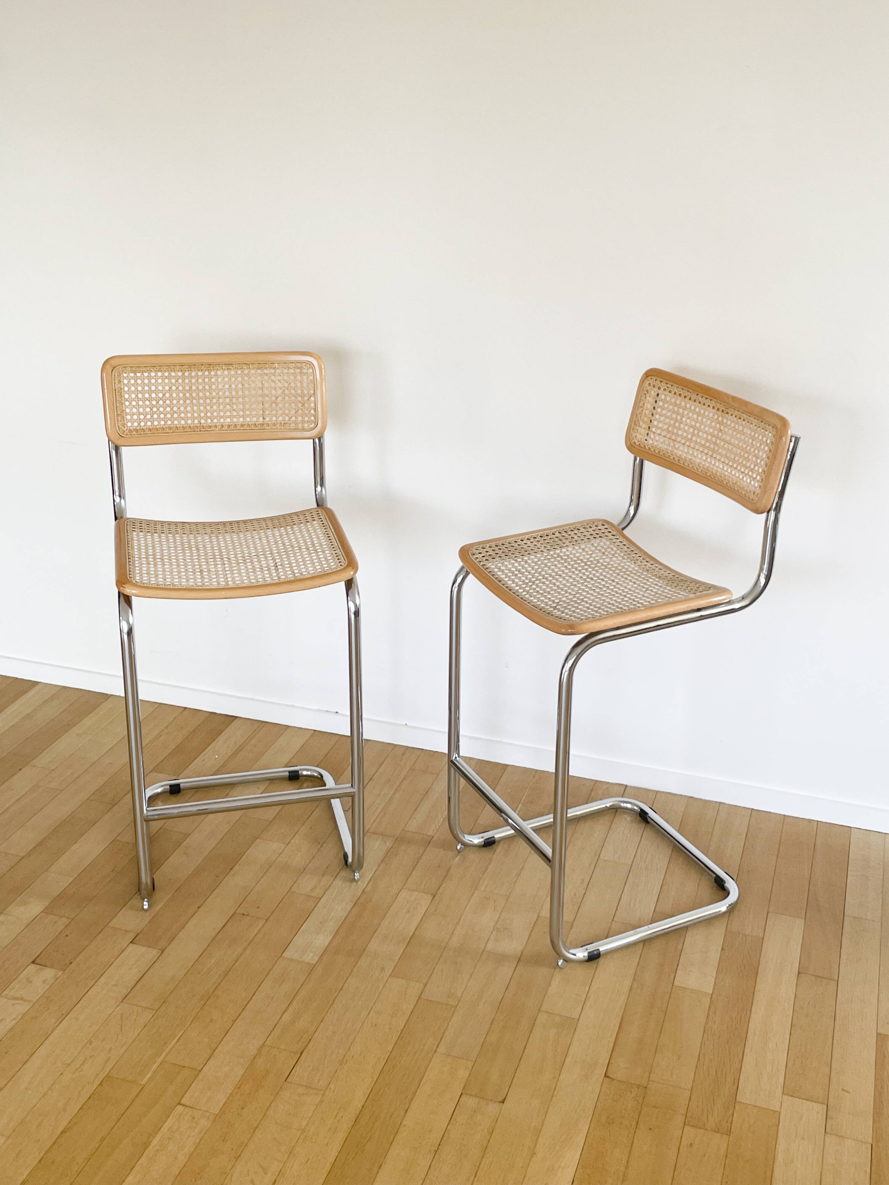 Pair bar chairs Cesca S32 Marcel Breuer, 1970