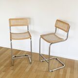 Pair bar chairs Cesca S32 Marcel Breuer, 1970