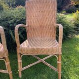 Pair of old wicker rattan chairs