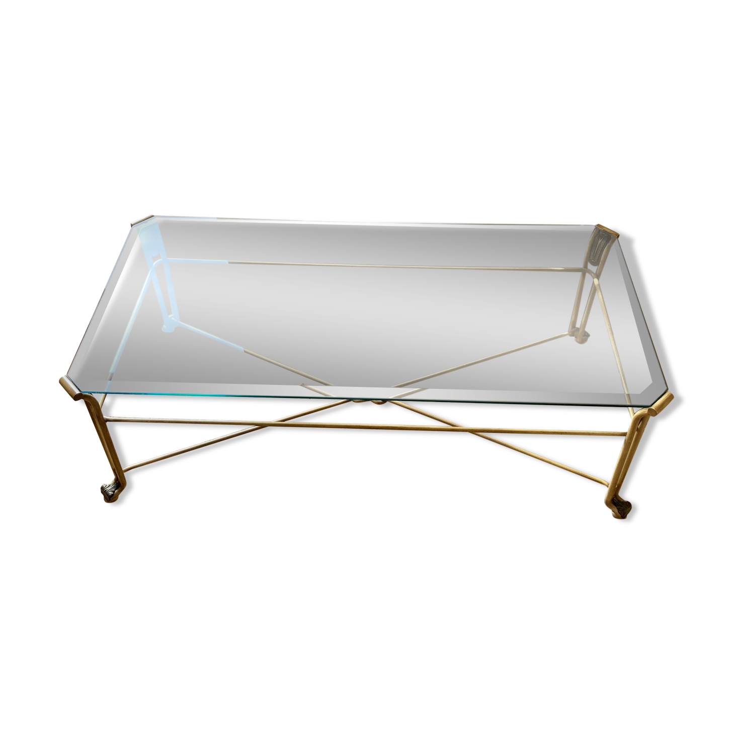 Glass and steel coffee table