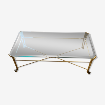 Glass and steel coffee table