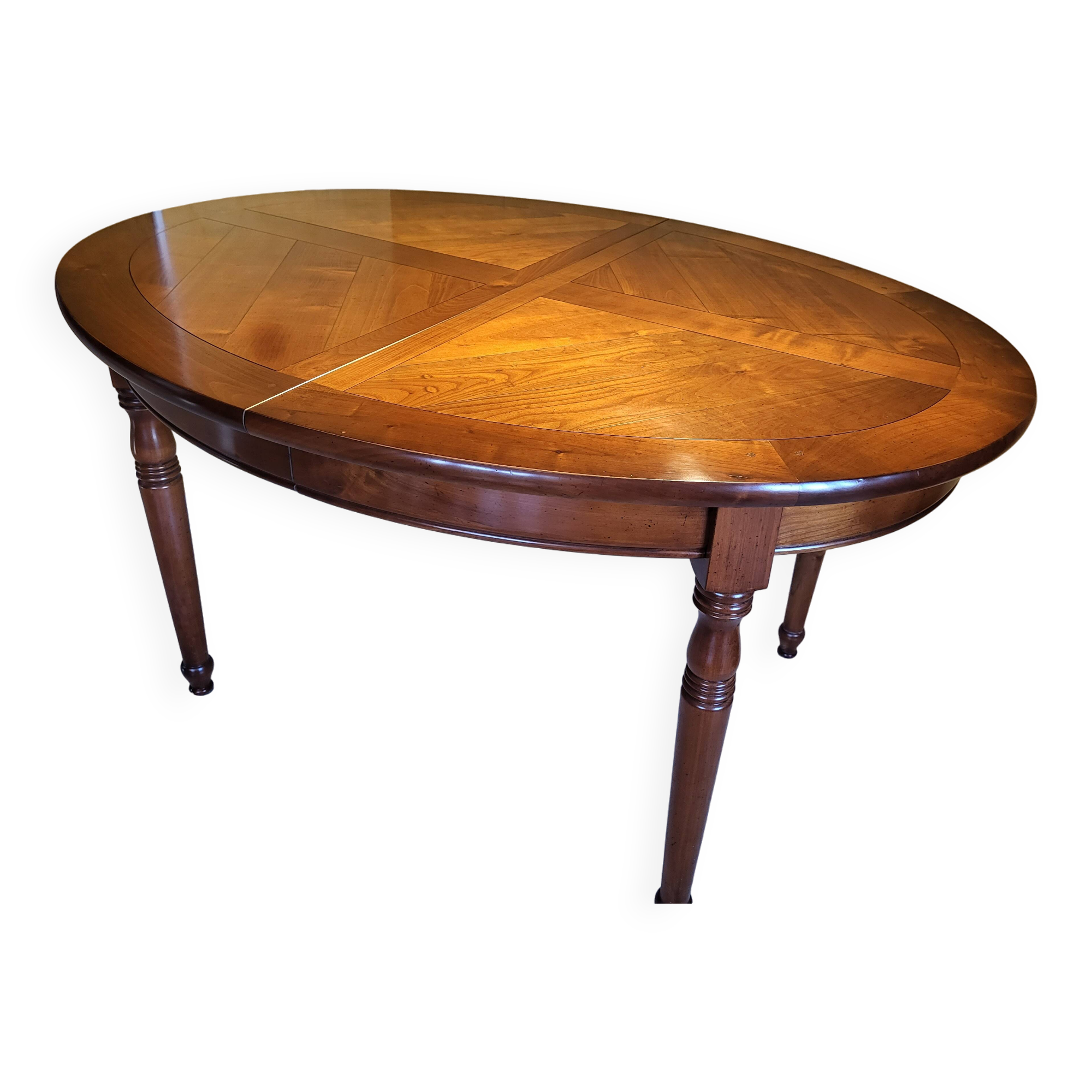 Solid cherry table with marquetry