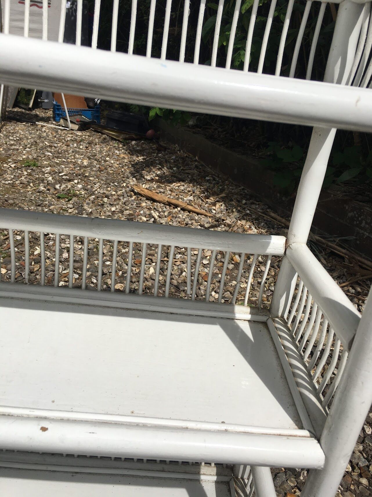 White rattan shelf cabinet