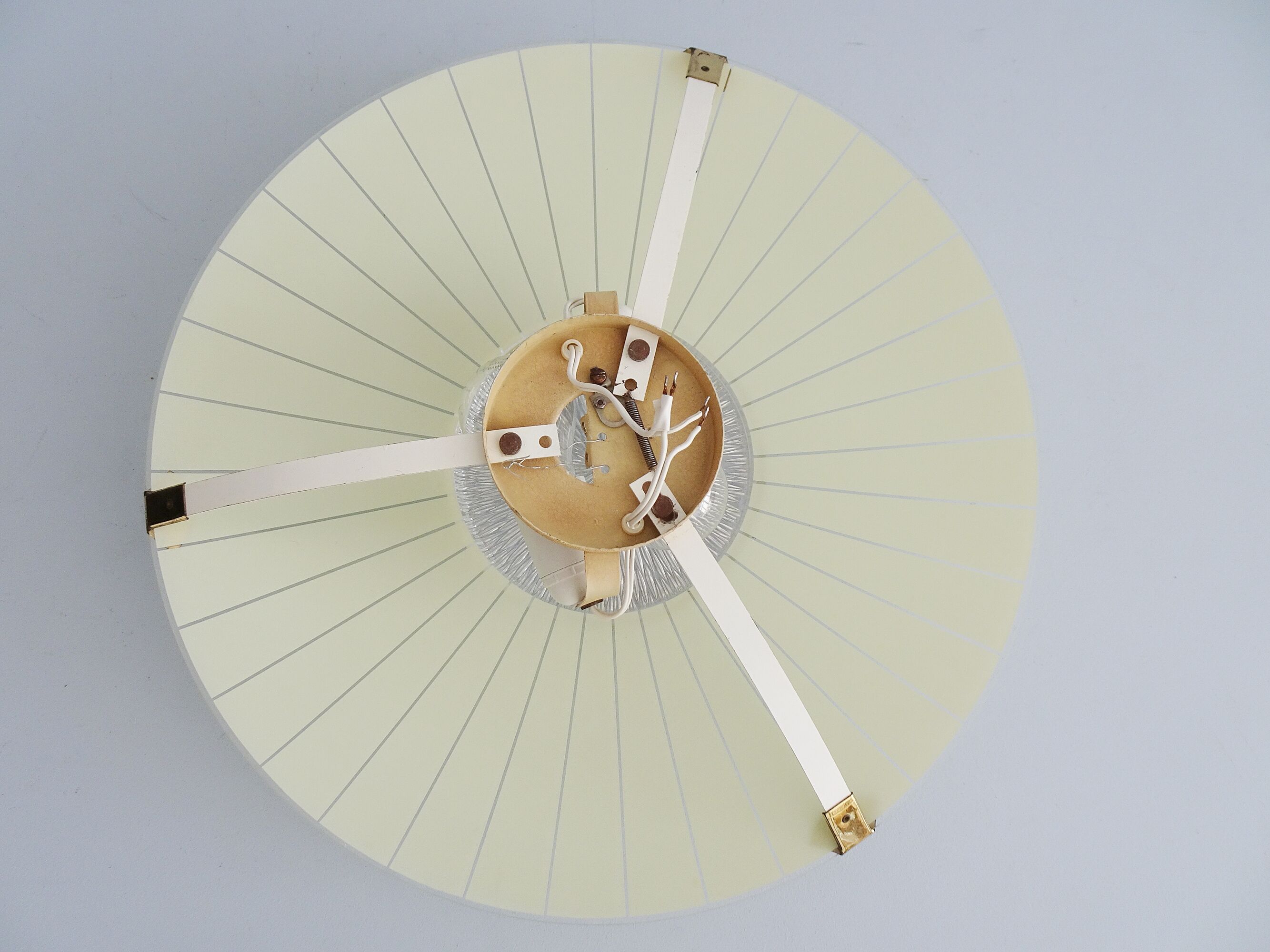 Mid-century wall or ceiling lamp made of glass with a graphic pattern