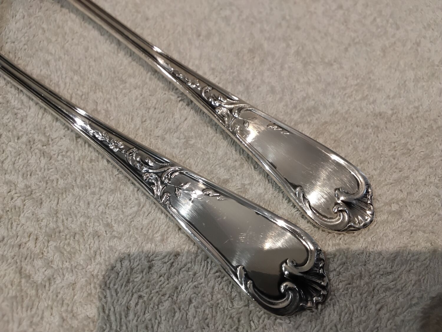 Silver-plated metal stew spoon and fork, Ercuis silversmith, Louis XV, 29