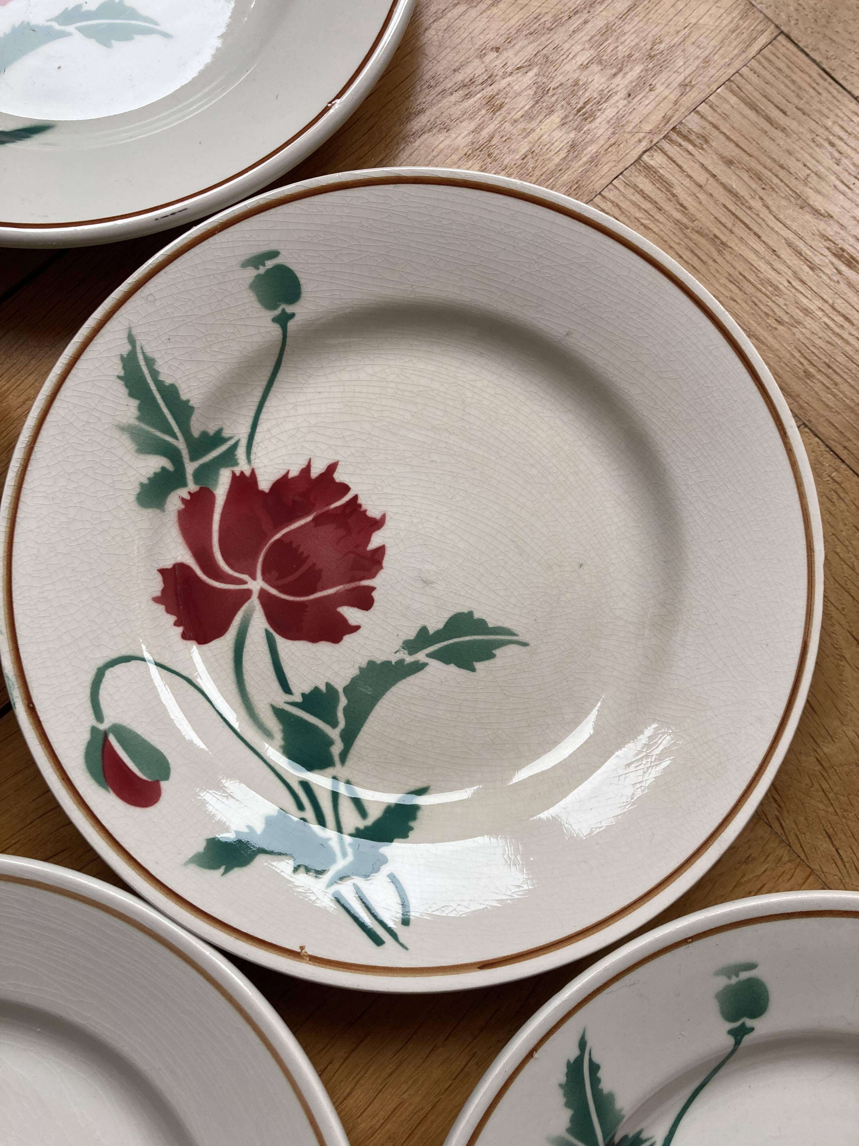 Luxury dessert plates poppies Luxeuil hbcm