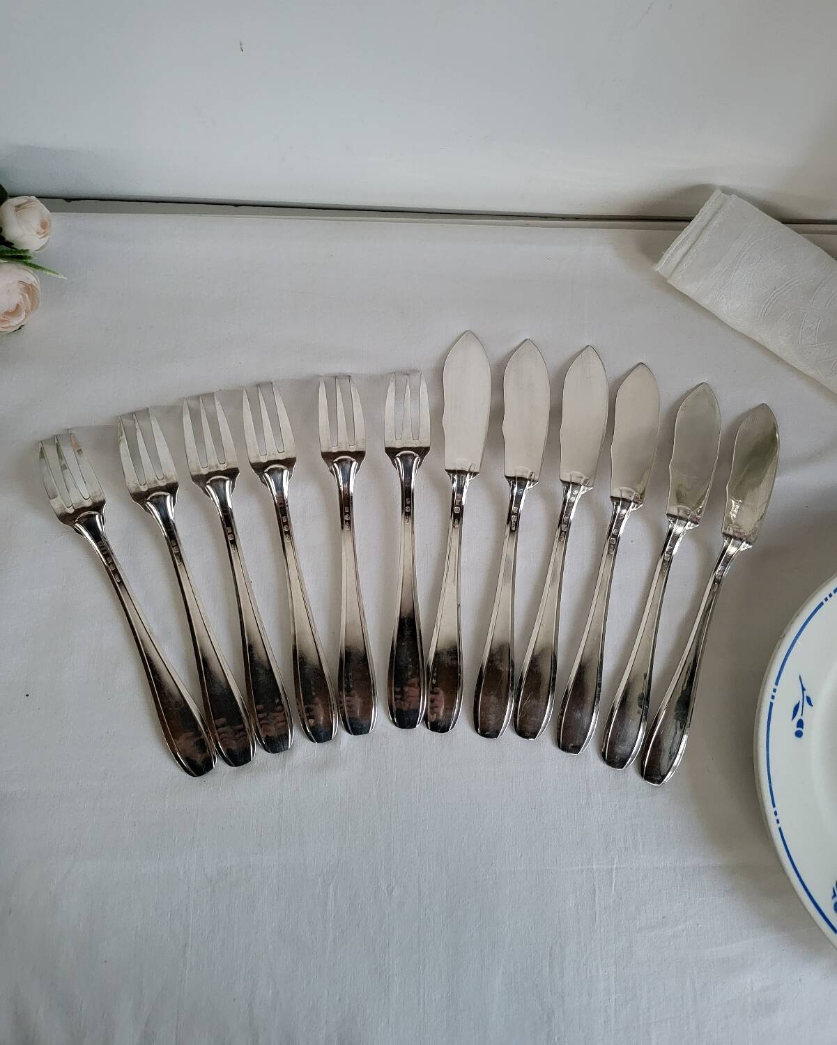 SFAM 6 Silver-Plated Fish Cutlery Sets, 12 Pieces