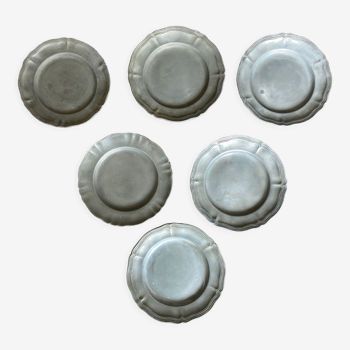 Set of 6 wall plates with gadroons Provence 18th
