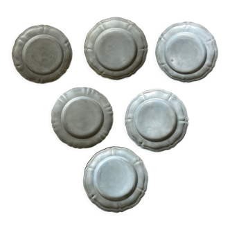 Set of 6 wall plates with gadroons Provence 18th